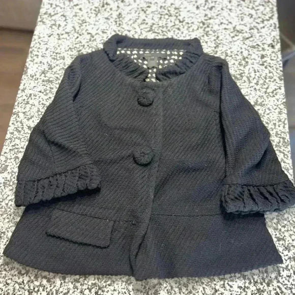 Marc Jacobs Black Cropped Chunky Ribbed Wool Snap Button Jacket Women’s Sz XS - Picture 2 of 11